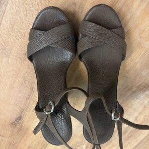 Roberto Del Carlo brown leather wedge sandals, size EU 39.5